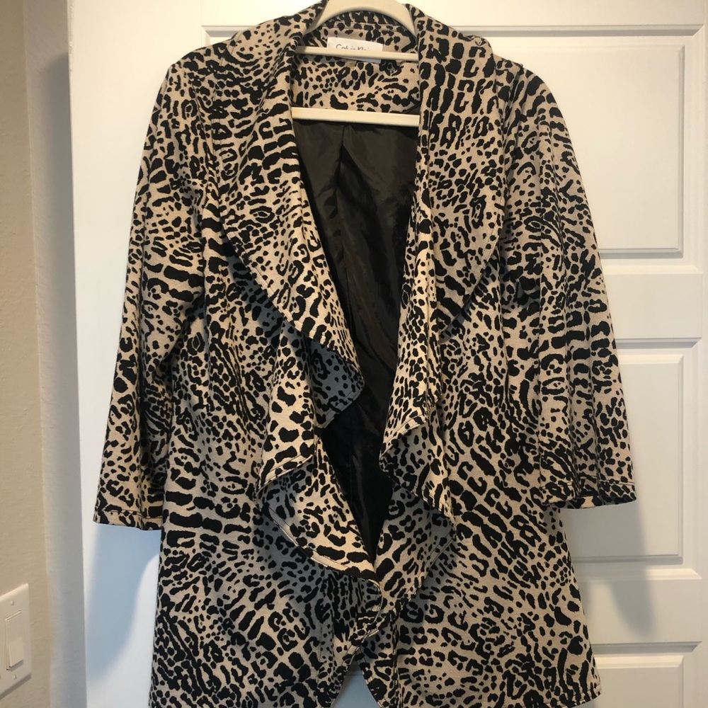 Calvin Klein Cheetah Print Ruffle Blazer! (10)